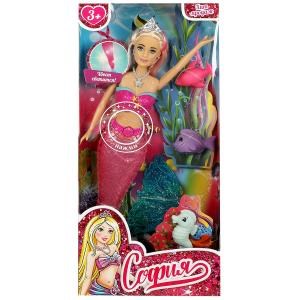 Кукла 29 см София, пластиковый хвост, свет, акс, кор КАРАПУЗ 66001M-PL1-S-BB