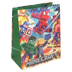 Пакет подарочный МАТОВЫЙ l,супергерои+пиксели,140 гр/м2 ЧУДО ПРАЗДНИК PL-132567-MR