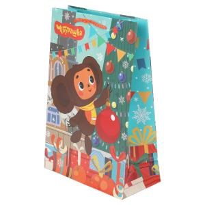 Пакет подарочный МАТОВЫЙ СОЮЗМУЛЬТФИЛЬМ ml,Чебурашка новогодн,140 гр/м2 ЧУДО ПРАЗДНИК PML-130556-CH