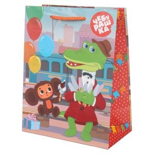 Пакет подарочный МАТОВЫЙ СОЮЗМУЛЬТФИЛЬМ м,Чебурашка и гена,140 гр/м2 ЧУДО ПРАЗДНИК PM-111158-CH2 (144)