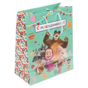 Пакет подарочный глянцевый Маша и Медведь l,140 гр/м2 ЧУДО ПРАЗДНИК PL-100037-MM (120)