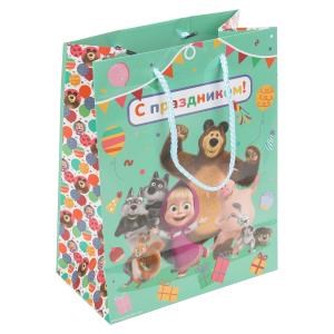 Пакет подарочный глянцевый Маша и Медведь м,140 гр/м2 ЧУДО ПРАЗДНИК PM-100033-MM (144)