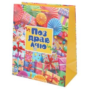 Пакет подарочный глянцевый l,поздравляю,140 гр/м2 ЧУДО ПРАЗДНИК PL-127477-HB8