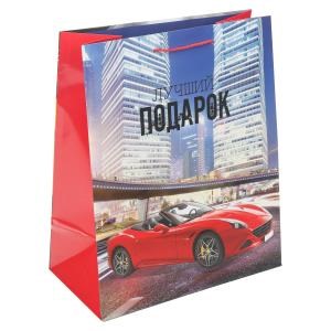 Пакет подарочный глянцевый l,спорткар,140 гр/м2 ЧУДО ПРАЗДНИК PL-97436-SC (120)