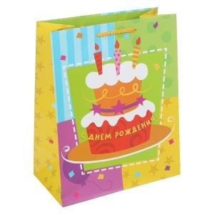 Пакет подарочный МАТОВЫЙ l,день рождения,140 гр/м2 ЧУДО ПРАЗДНИК PL-104860-HB4 (120)