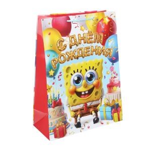 Пакет подарочный глянцевый xl,желтая губка,140 гр/м2 ЧУДО ПРАЗДНИК PXL-130530-SB