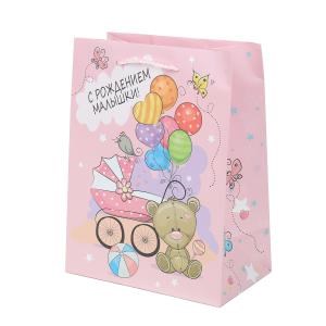 Пакет подарочный МАТОВЫЙ м,с рождением малышки,140 гр/м2 ЧУДО ПРАЗДНИК PMM-113268-HBG