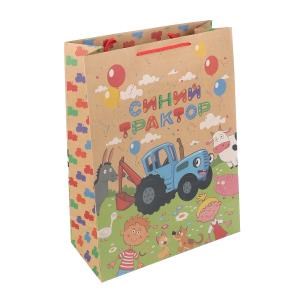 Пакет подарочный крафт СИНИЙ ТРАКТОР xl,140 гр/м2 ЧУДО ПРАЗДНИК PXLK-110236-BT (60)