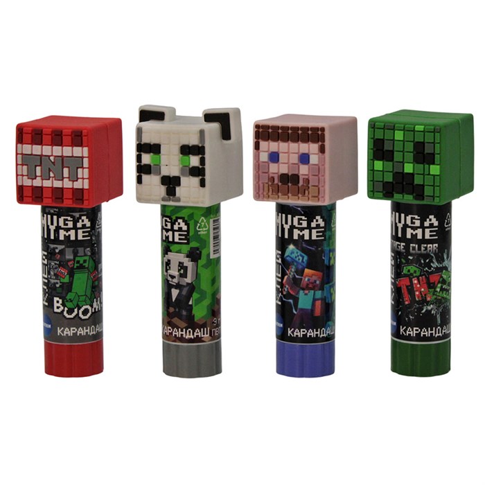 76566 Клей-карандаш с топпером My Game ПВП 9 г, микс 4 героя, дисплей-бокс 76566