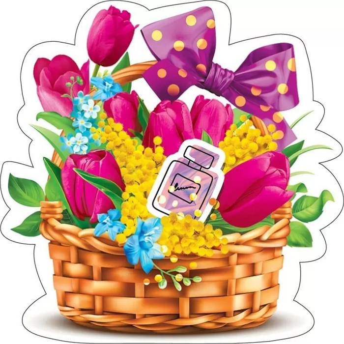 Украшение на скотче "Корзинка с тюльпанами и мимозой" 079.249 079.249