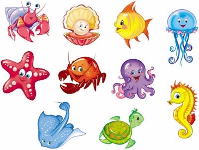 Комплект украшений на скотче "Весёлые морские обитатели" КМ-10416 КМ-10416