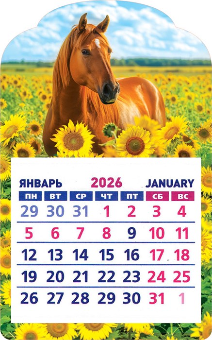 Календарь на магните 2026 "Символ года. Летний день" КМВ-26-010 (в упаковке) КМВ-26-010