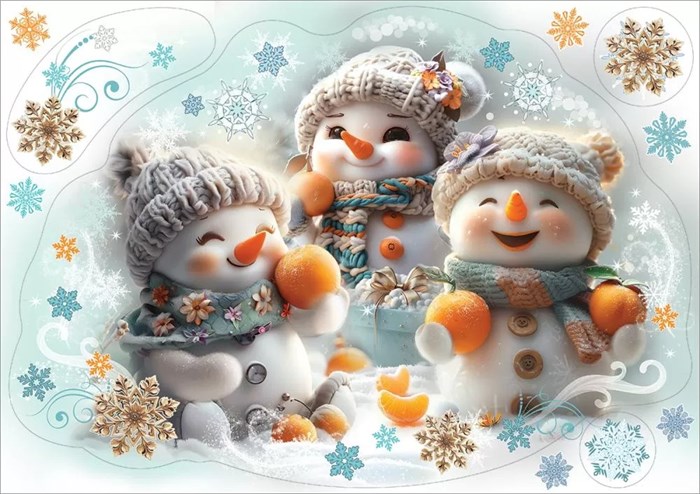 Новогодние наклейки "Снеговики" 0201145 201145