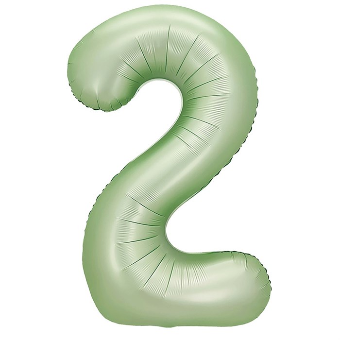Фольгированный шар "2" цвет авокадо сатин 24312 24312