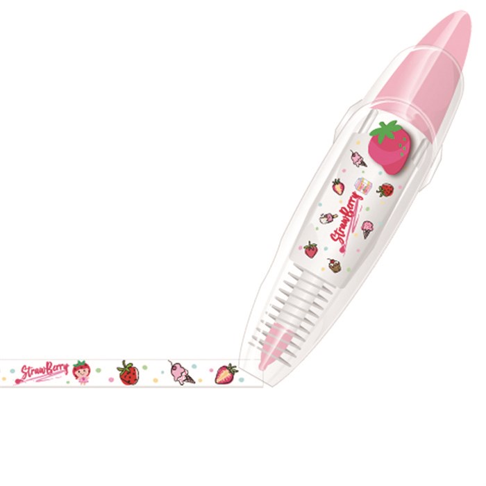 71122 Корректор-лента Клубнички 6 мм х 4 м с рисунками для коррекции текста, творческих работ 71122