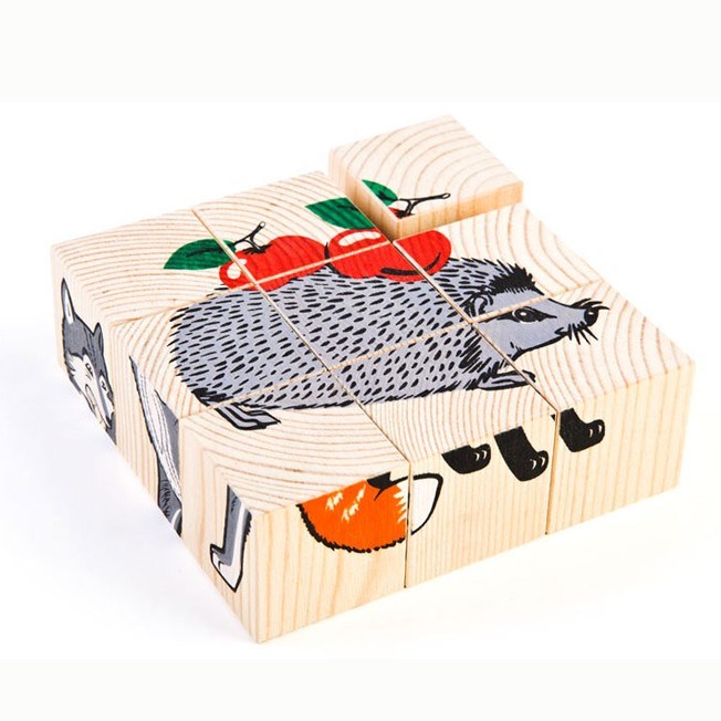 Деревянные кубики 9шт Животные леса 4444-4 278-499