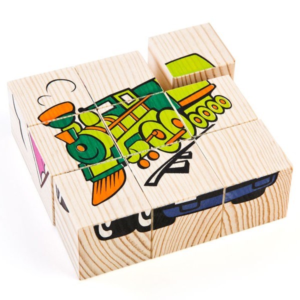 Деревянные кубики 9шт Транспорт 4444-1 278-442