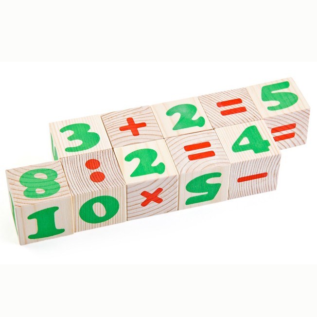 Деревянные кубики 12шт Цифры 1111-3 278-437