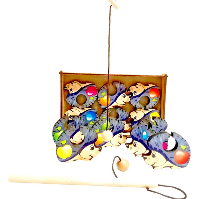 Деревянная игра Поймай-ка. Ежики (удочка с шариком) ДИ069 478-759