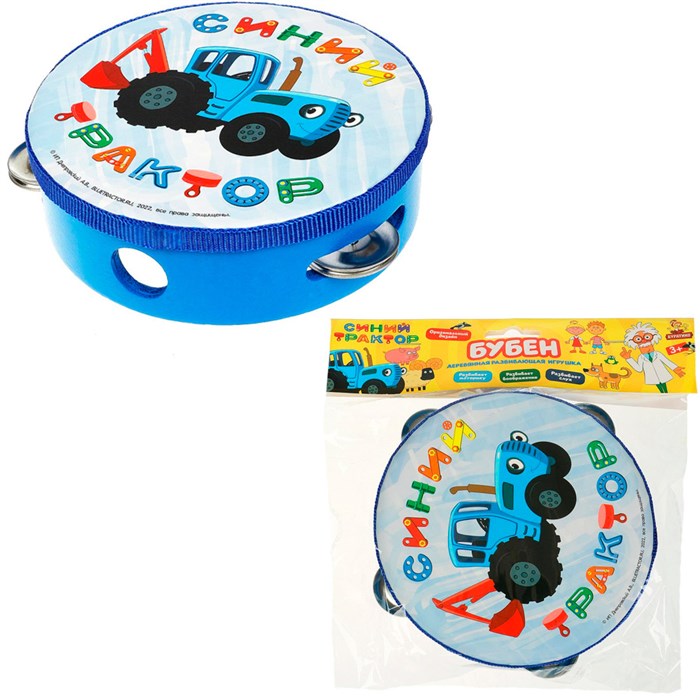 Деревянный Бубен СИНИЙ ТРАКТОР Буратино STR43 979-353