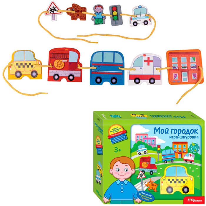 Деревянная Игра Мой городок Игра-шнуровка 89817 478-879