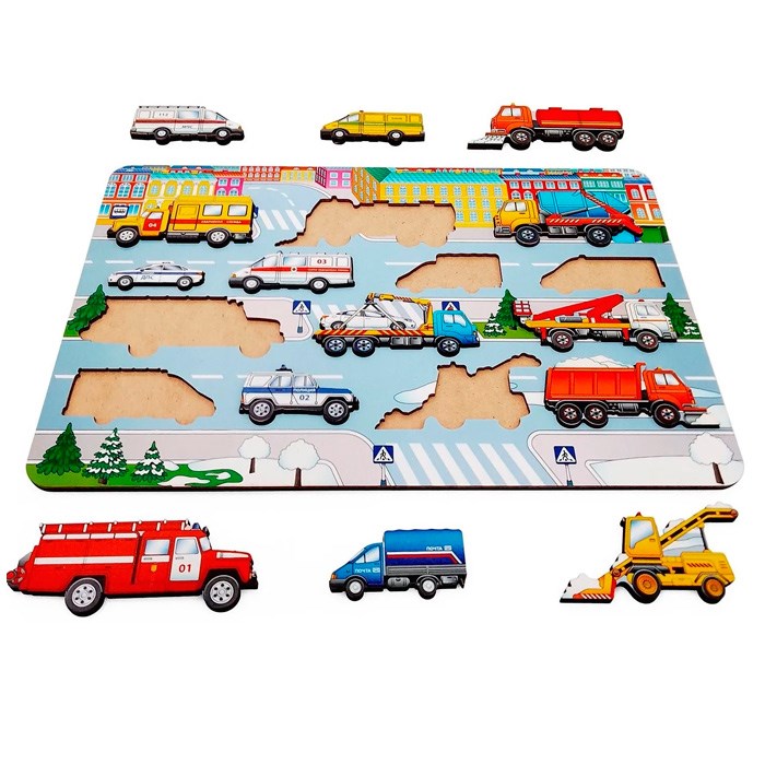 Деревянная Рамка вкладыш Спецтехника 14 деталей 8524 /35/ 978-451