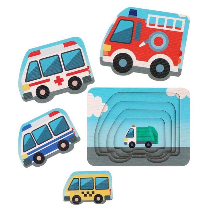 Деревянный Пазл-матрешка "Транспорт", 4 детали 962522 478-635