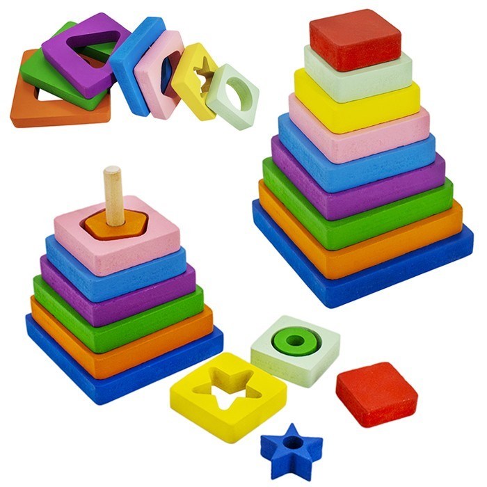 Деревянная Логическая Пирамида Квадрат БП-00000323 /Арбо/ 833-346