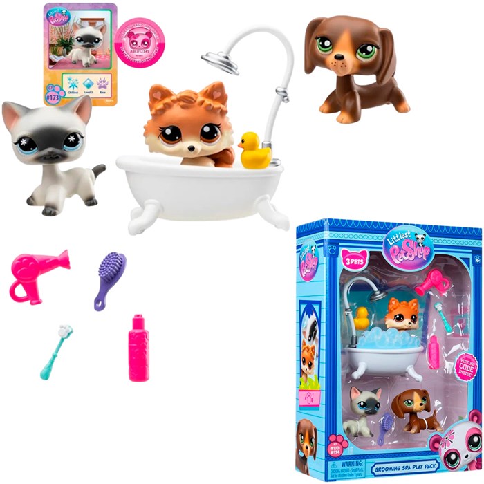 Набор Груминг спа: три фигурки мини-животных с аксессуарами коллекция Littlest Pet Shop 00638_LPS 216-083