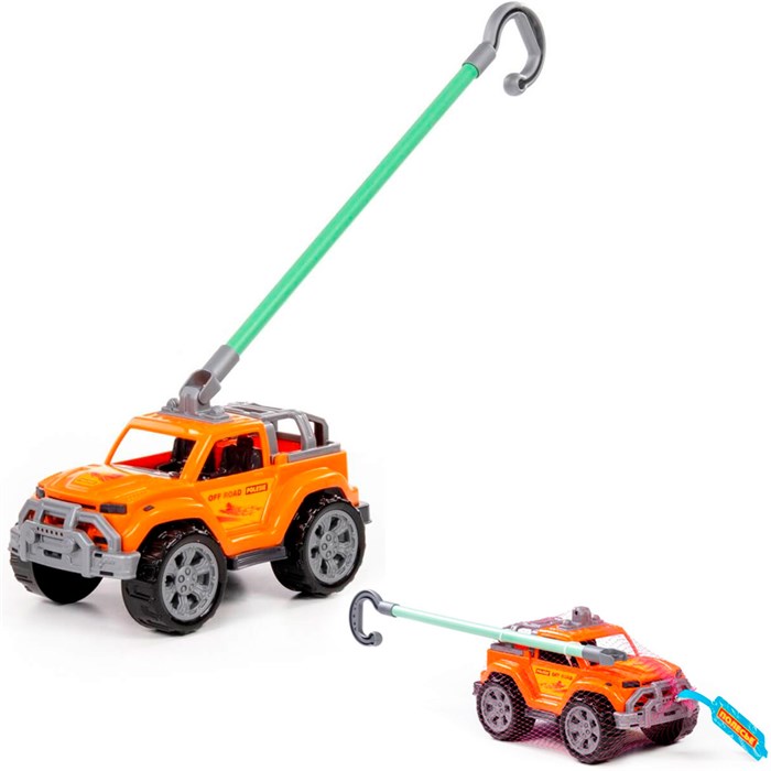 Автомобиль каталка "Легионер" с ручкой (оранжевый) 63936 П-Е /12/ 356-921