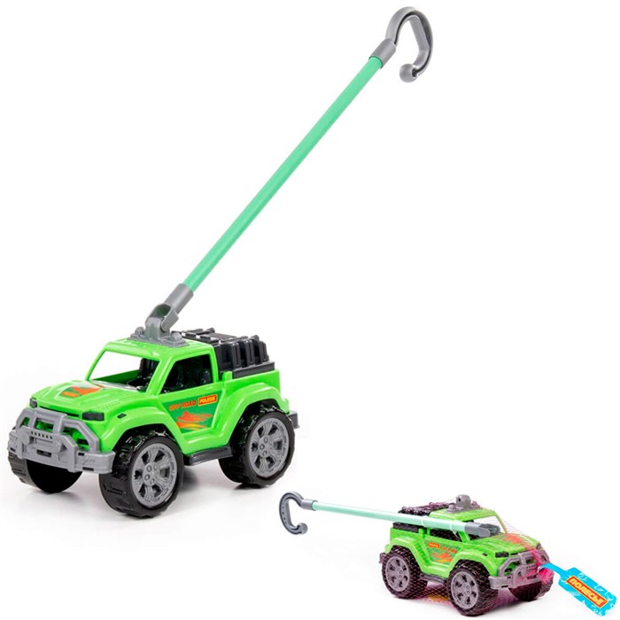 Автомобиль каталка "Легионер" с ручкой (зелёный) 63929 П-Е /12/ 356-920