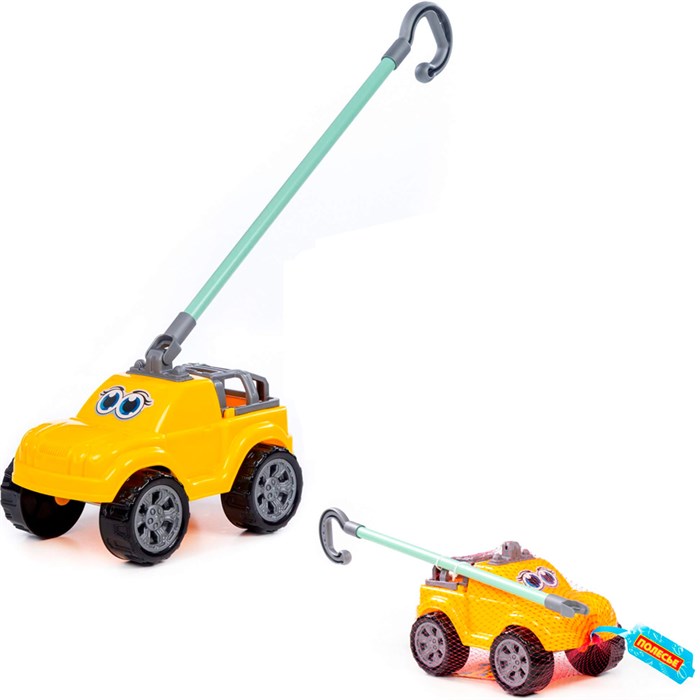 Автомобиль каталка Боби с ручкой жёлтый 75007 П-Е /12/ 118-982