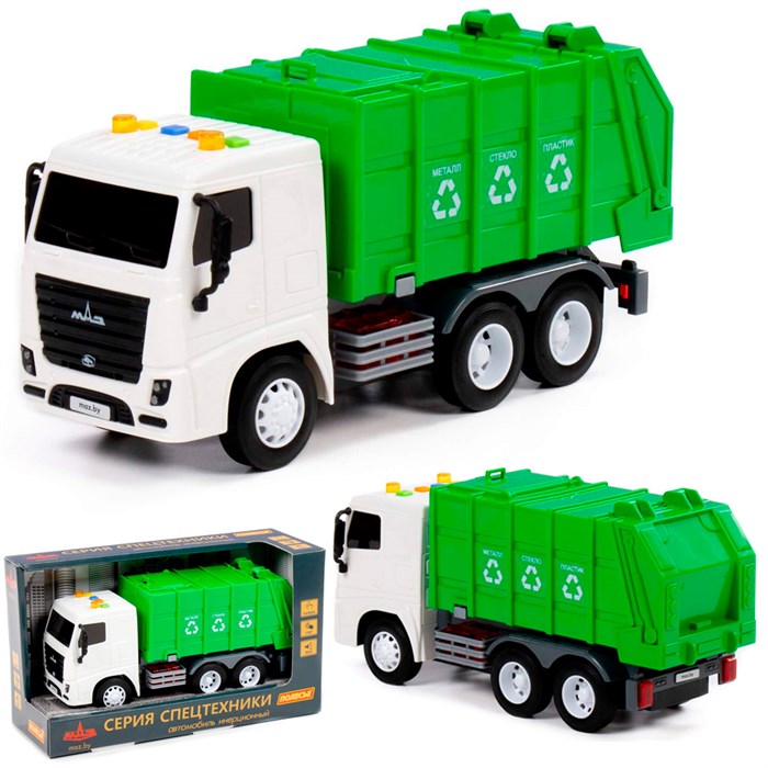 Автомобиль МАЗ-коммунальный инерционный со светом и звуком в коробке 94070 П-Е /8/ 430-312