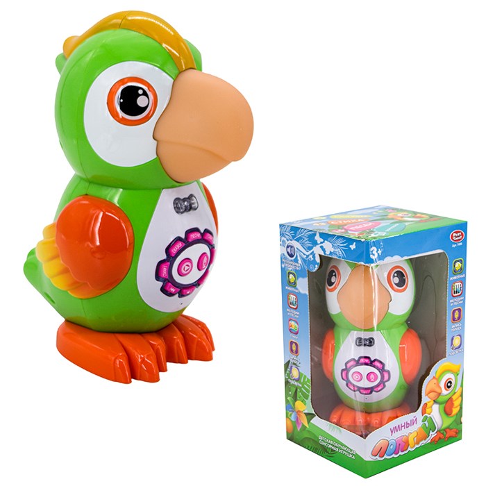 Игрушка на батарейках 7496 Попугай рассказывает стихи,диктофон, 329-018