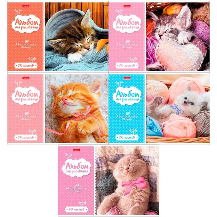 Альбом для рисования. 20 л. А4 Котята 004023 Hatber 191-317