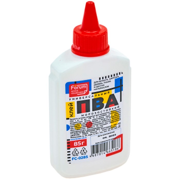 Клей ПВА  85 гр. FORUM Office Collection, канцелярский, флакон с дозатором FC-0285F 897-043