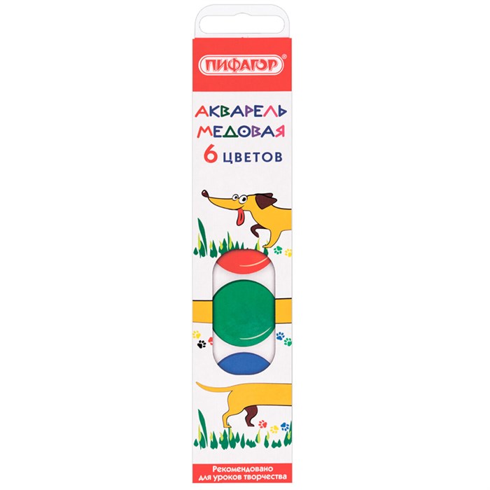 Акварель 6 цв. ПИФАГОР "ВЕСЕЛАЯ ТАКСА" 192006 888-809