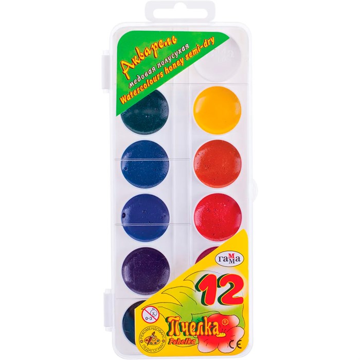 Акварель 12 цв. Пчелка б/к 212040 /ГАММА/ 390-346