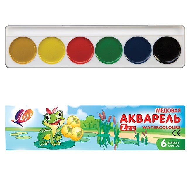 Акварель 6 цв. Zoo медовая б/к 19С1246-08 /ЛУЧ/ 691-083