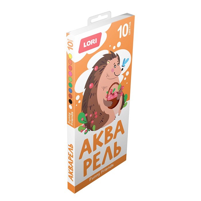 Акварель 10 цв. FUNNY FRIENDS б/к Акпф-002 Lori 792-840