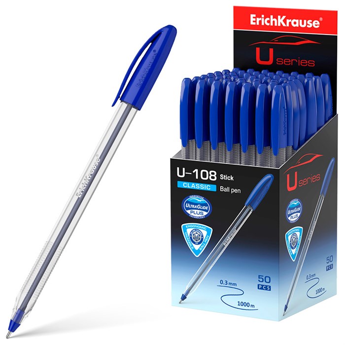 Ручка шариковая синяя U-108 Stick Classic 1.0, Ultra Glide Technology 47564 /Erich Krause/ 889-848