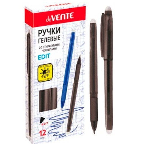 Ручка гелевая черная 0,7 мм  "deVENTE.Edit" Стираемая 5051791 909-607