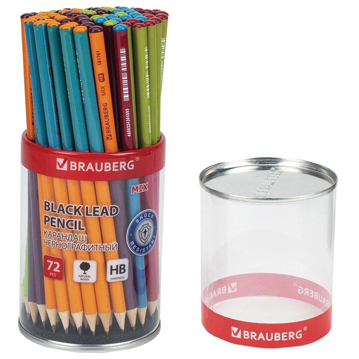 Карандаш ч/гр НВ с ластиком  MIX" 181761 BRAUBERG 900-023