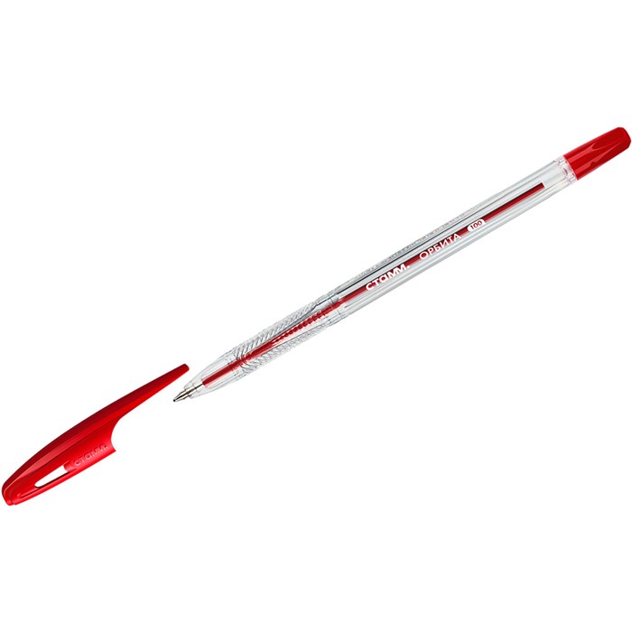 Ручка шариковая СТАММ "Орбита 100" красная, 0,7мм 370166 898-254