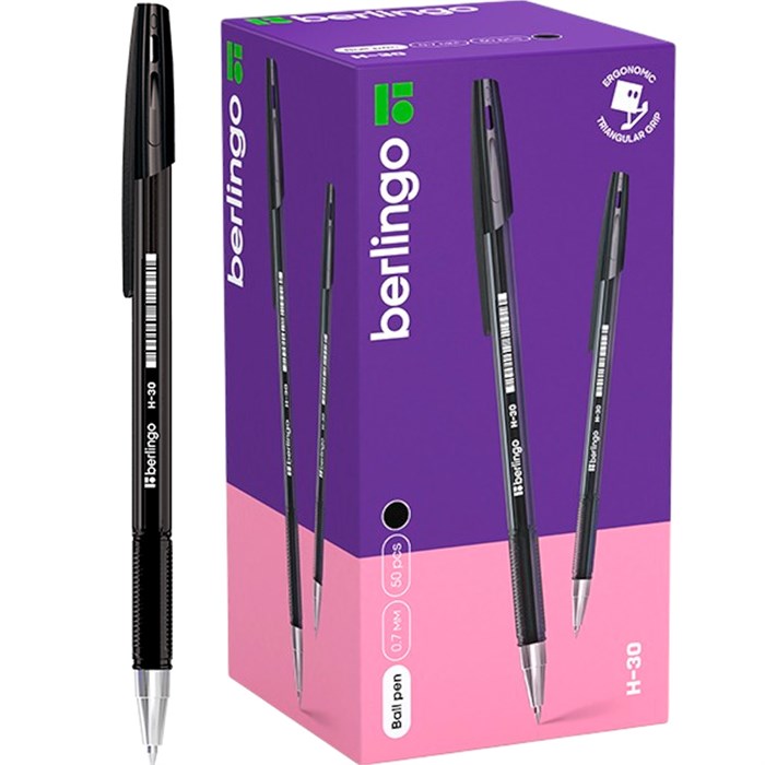 Ручка шариковая черная 0,7мм H-30 KS2916 Berlingo 894-330