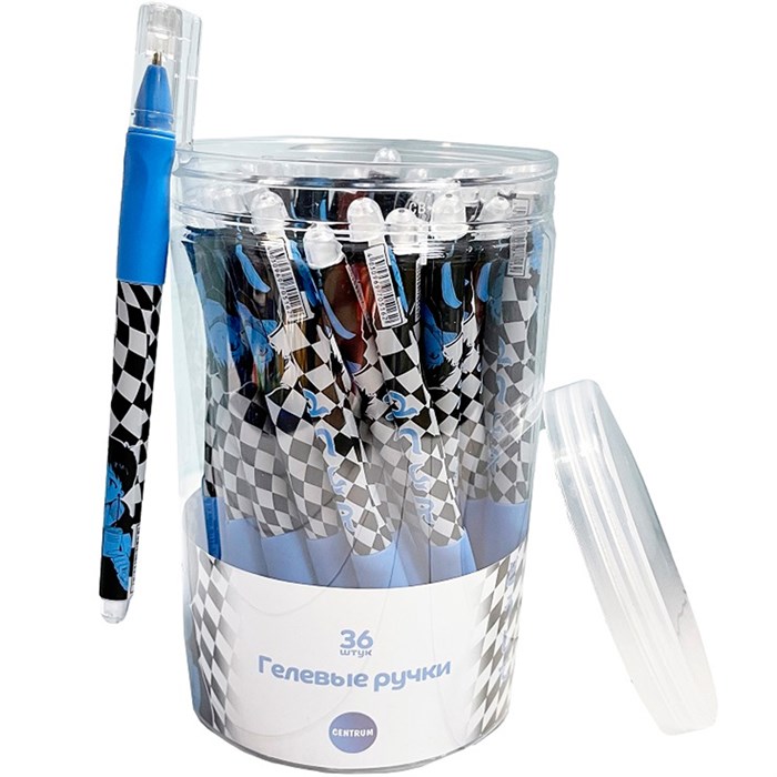 Ручка гелевая синяя прорезиненная  Аниме "Клетка голубая" 0,5 мм 70516 894-657