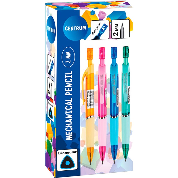 Карандаш механический 2 мм с точилкой встроенной в наконечник ассорти 87507 894-691