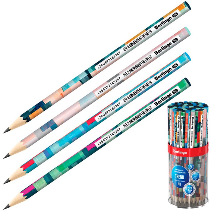 Карандаш ч/гр "Trend" HB, HB, круглый, заточен., ассорти BP01315 Berlingo 893-924