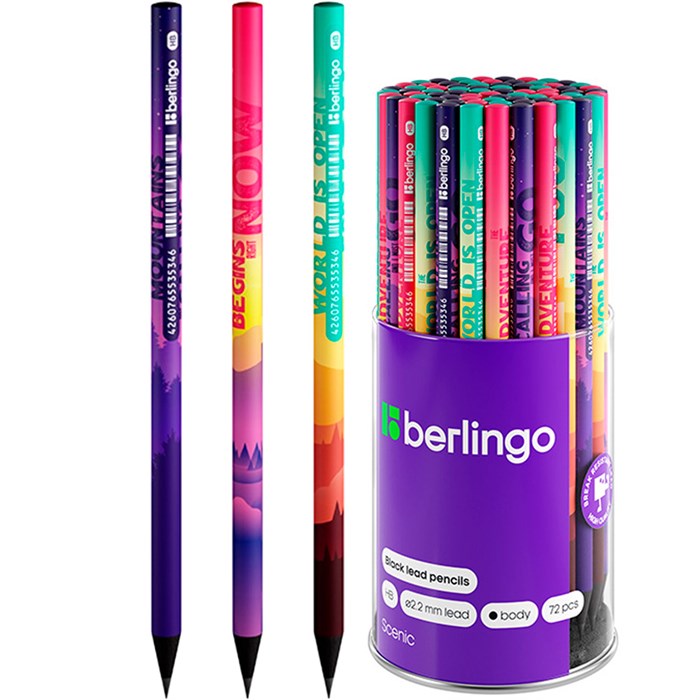 Карандаш ч/гр Berlingo "Scenic" HB, круглый, заточен., ассорти 352445 893-921