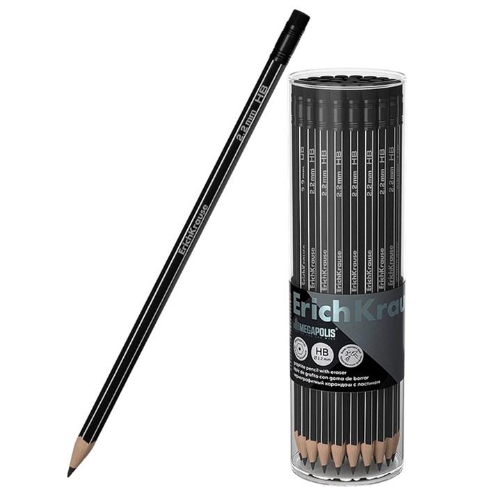 Карандаш ч/гр Jet MEGAPOLIS с ластиком HB 45486 /Erich Krause/ 889-892